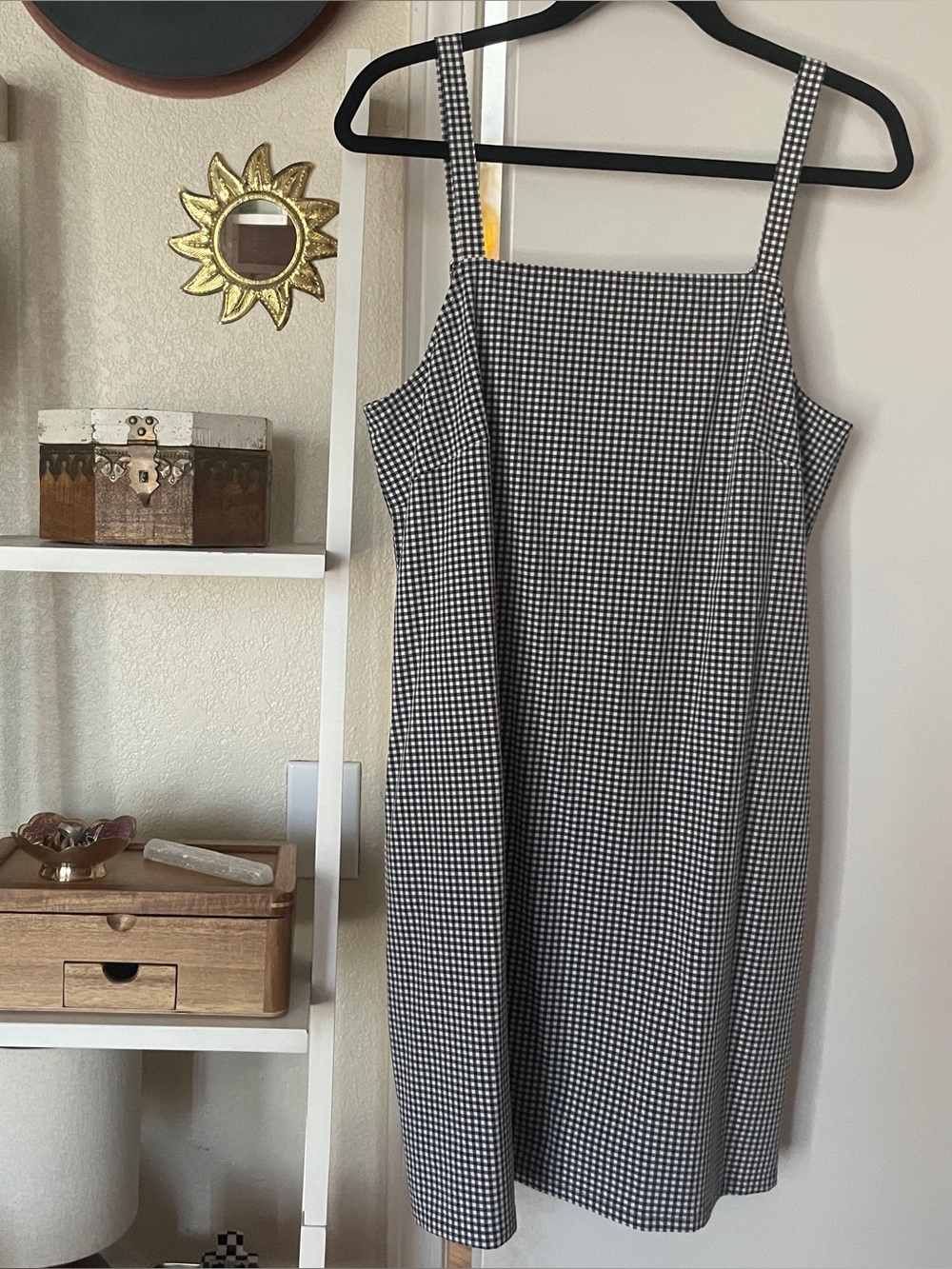 WAYRE / size L / Sevilla sleeveless shift dress / black gingham / like new